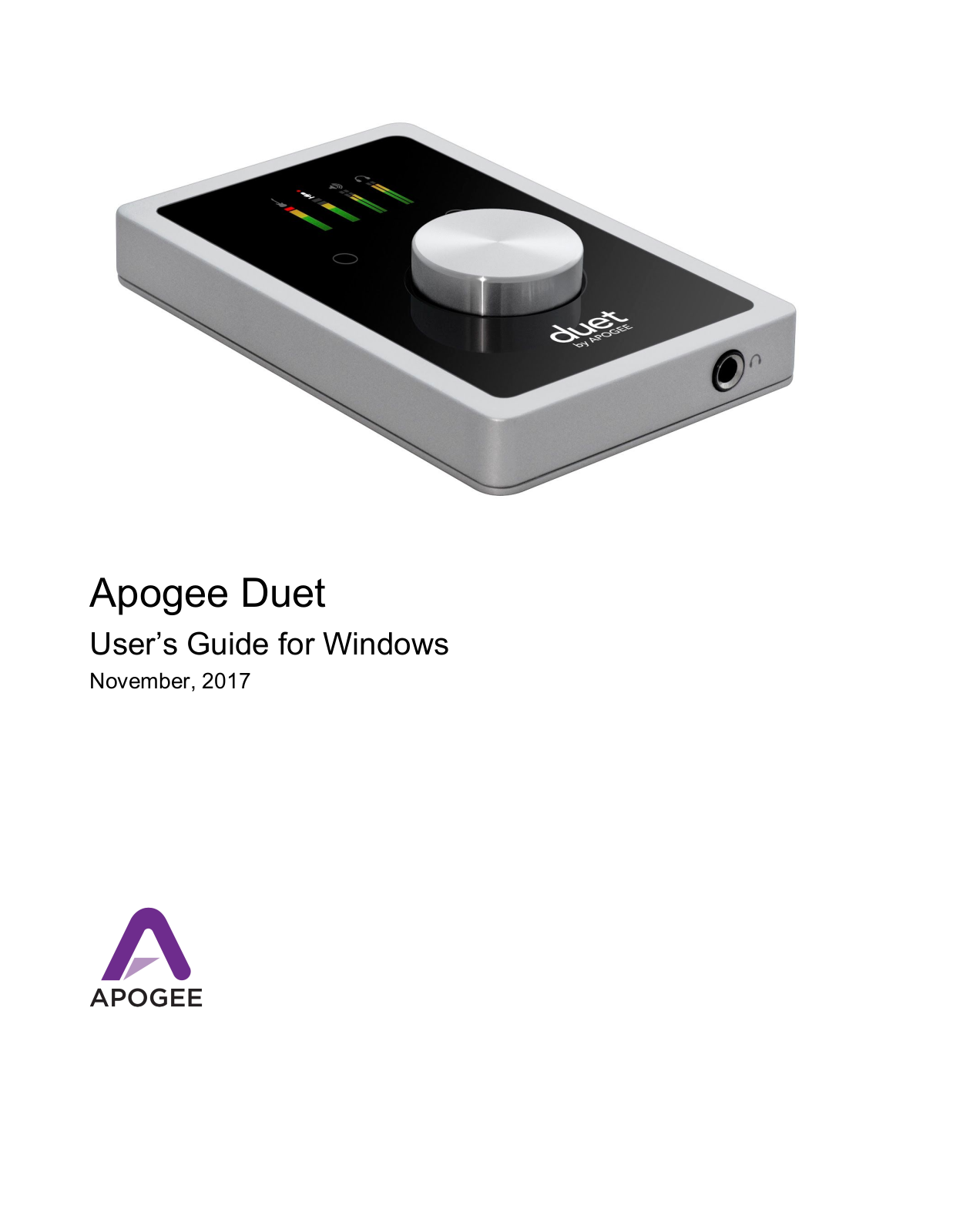 Apogee Duet User Manual