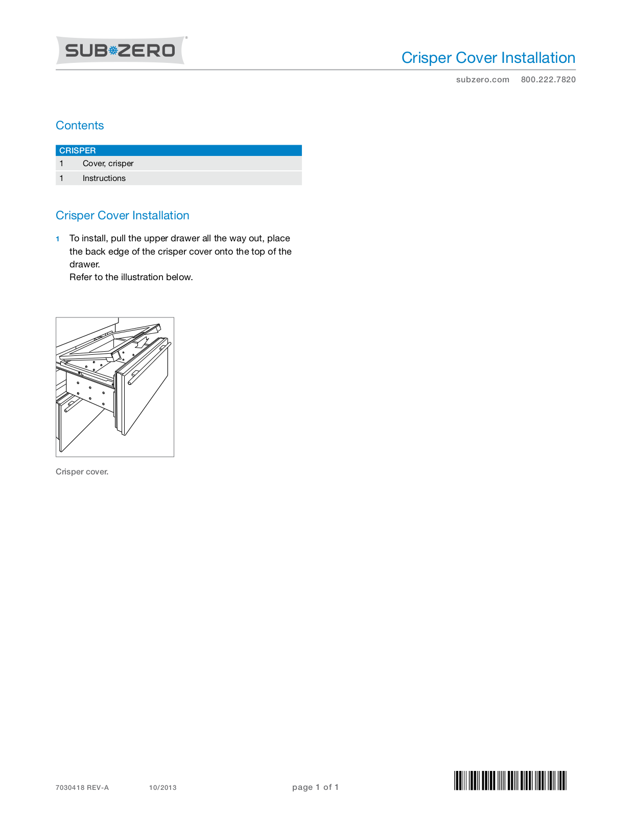 Sub Zero 7025420, 7025421 Installation