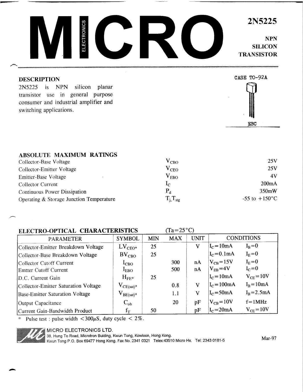 ME 2N5225 Datasheet