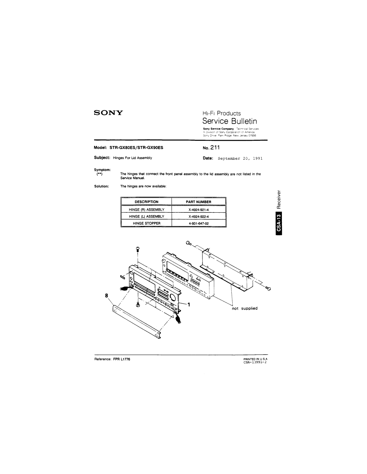 Sony STR-GX80ES, STR-GX90ES Service Manual