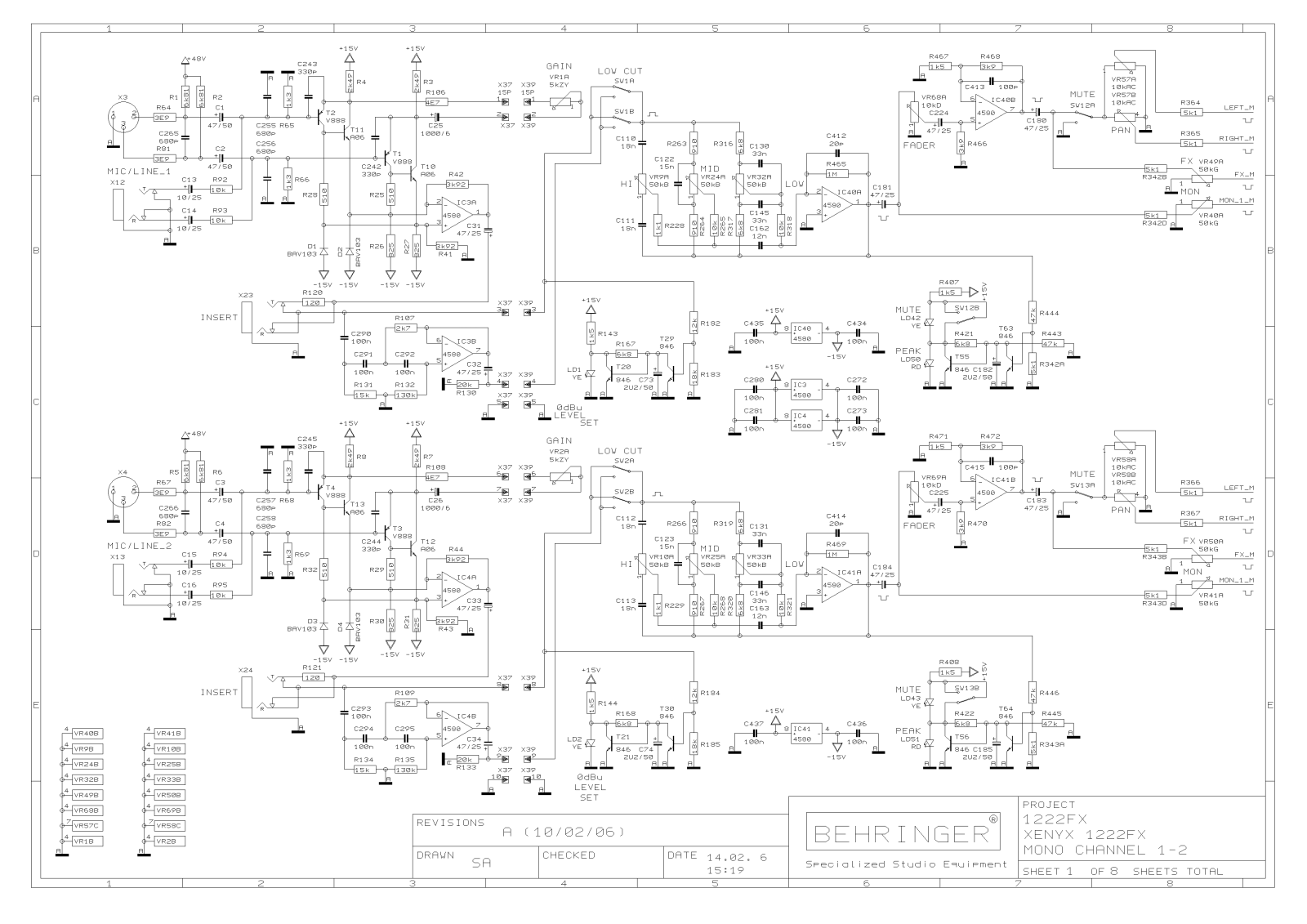 Behringer XENYX 1222FX Schematic