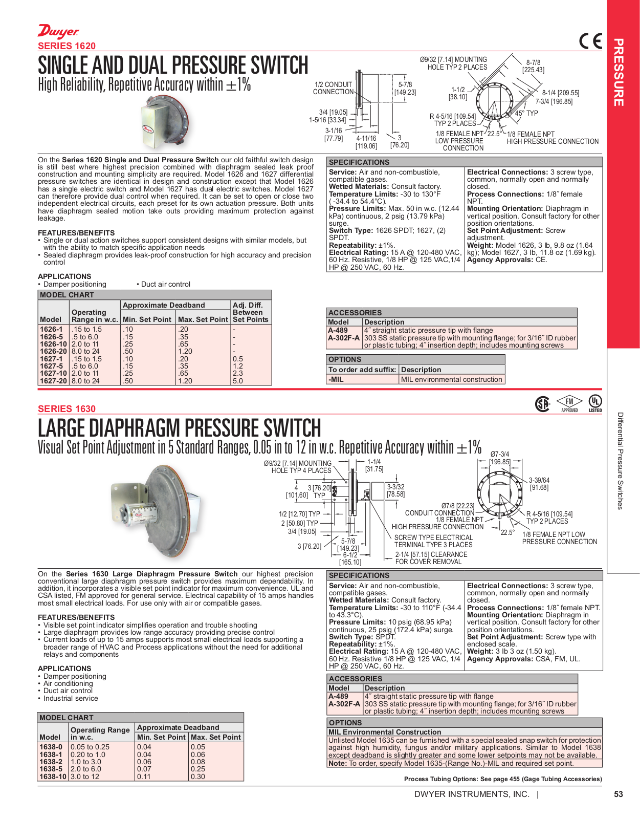 Dwyer Instruments SERIES 1630 Catalog Page