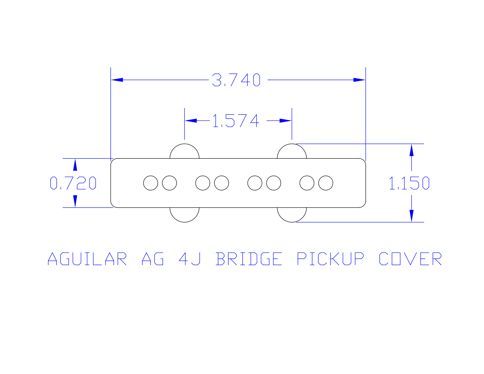 Aguilar AG 4J Bridge Pickup Cover Dimensions