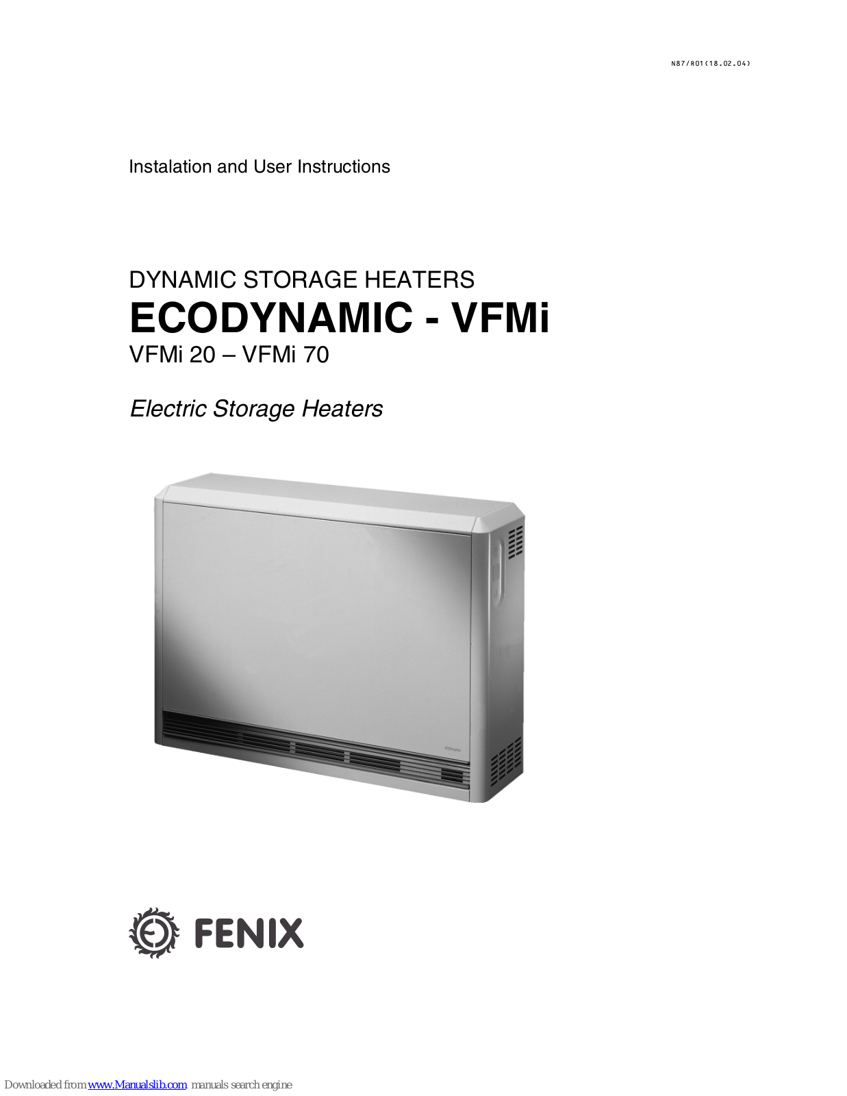 Fenix ECODYNAMIC VFMi 20, ECODYNAMIC VFMi 70 Installation And User Instructions Manual