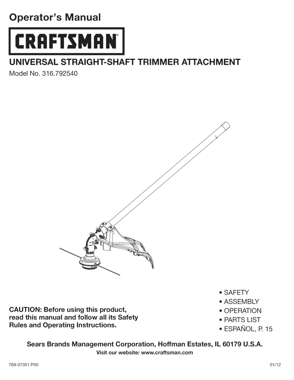 Craftsman 316792540 Owner’s Manual