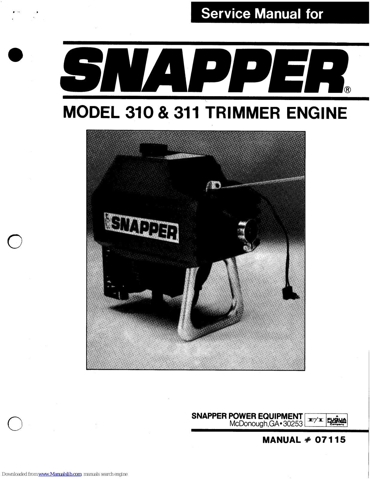 Snapper 311,310 Service Manual