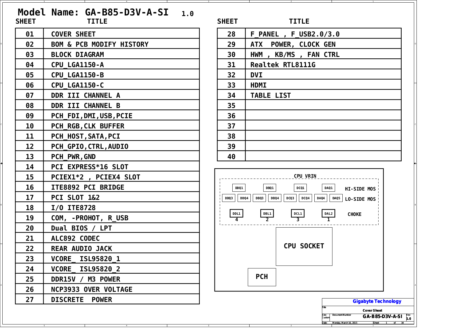 Gigabyte GA-B85-D3V-A-SI Schematic rev.1.0