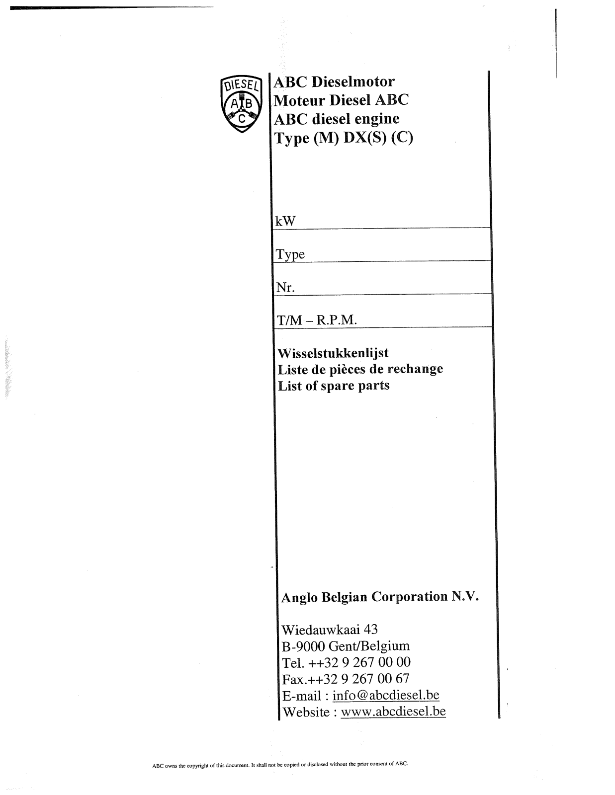 ABC DIESEL Service Manual