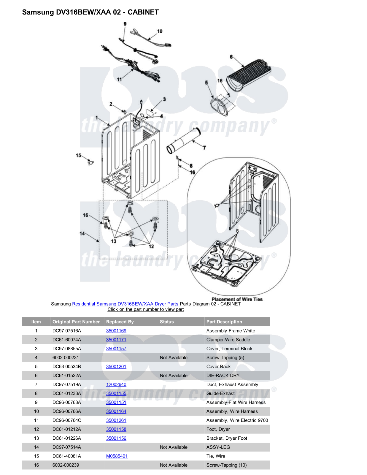 Samsung DV316BEW/XAA Parts Diagram