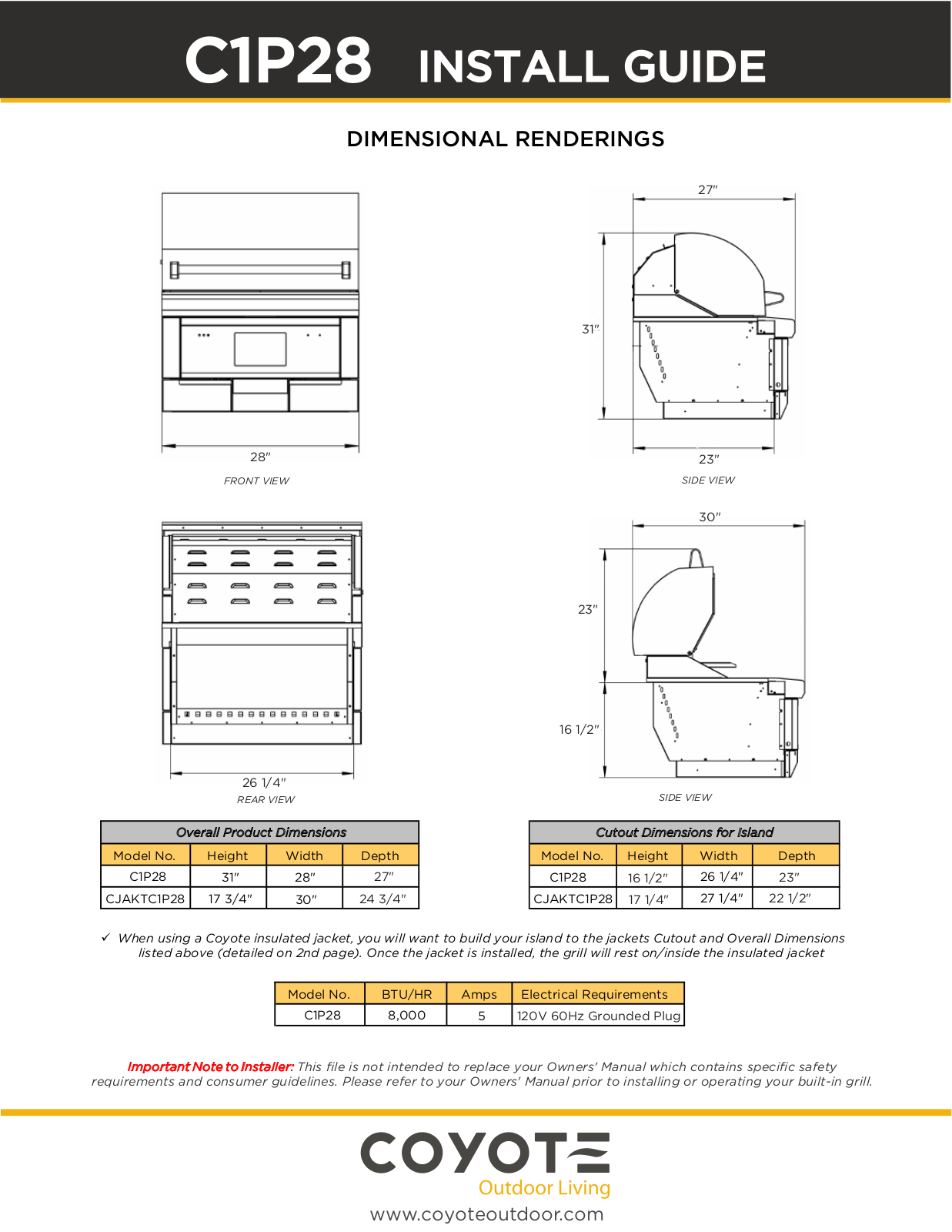 Coyote C1P28FS Installation Manual