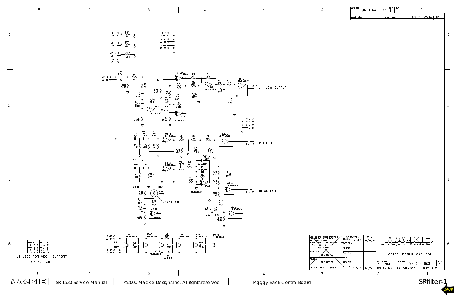 Mach 1 Acoustics SR filter Schematic