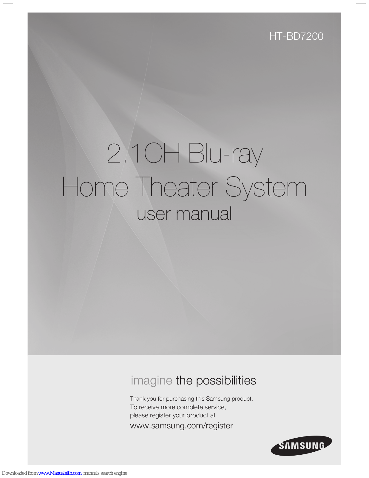 Samsung BD7200 - HT Home Theater System User Manual