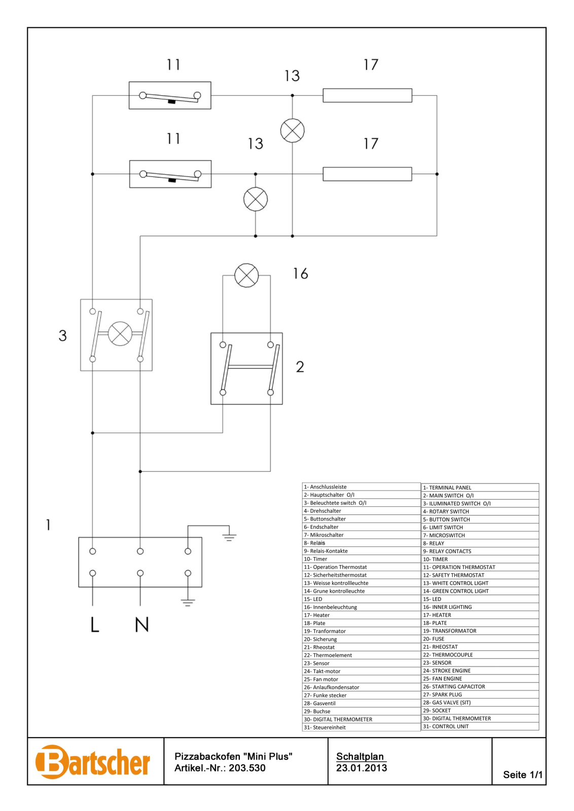 Bartscher Mini Plus, 203530 Electrical schema