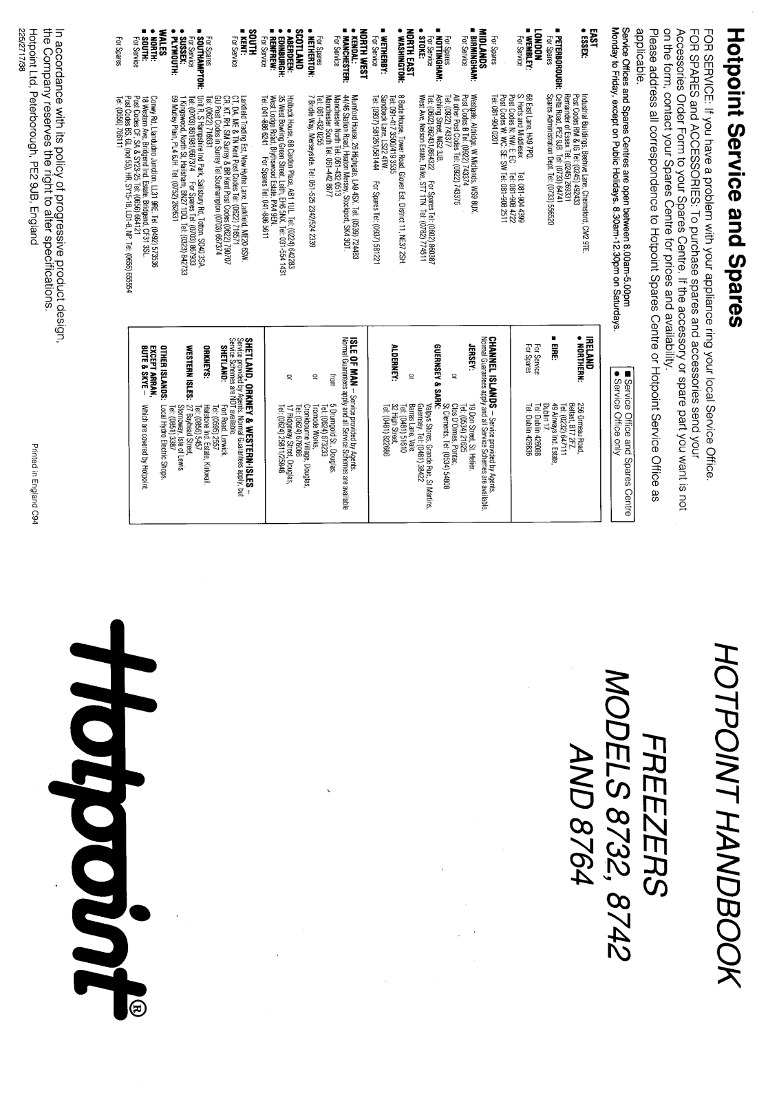 Hotpoint 8764 User Manual