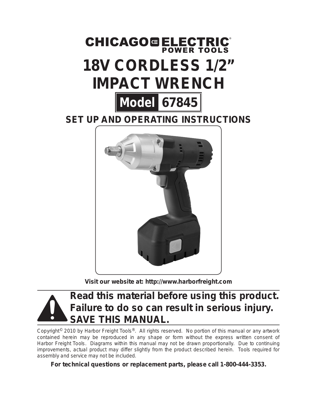 Chicago Electric 67845 User Manual