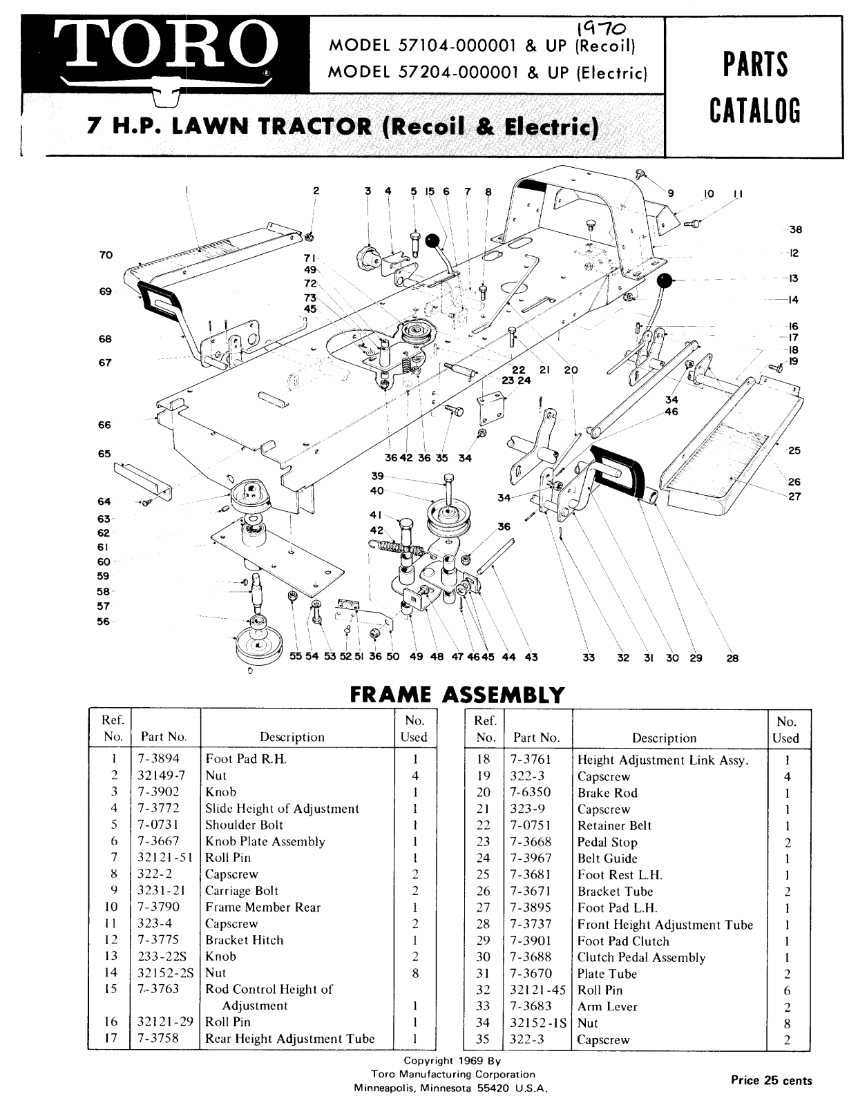 Toro 57104, 57204 Parts Catalogue