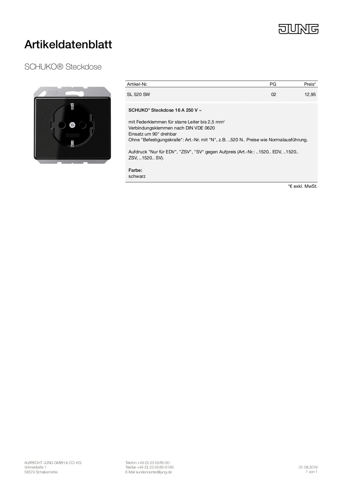 Jung SL 520 SW User Manual