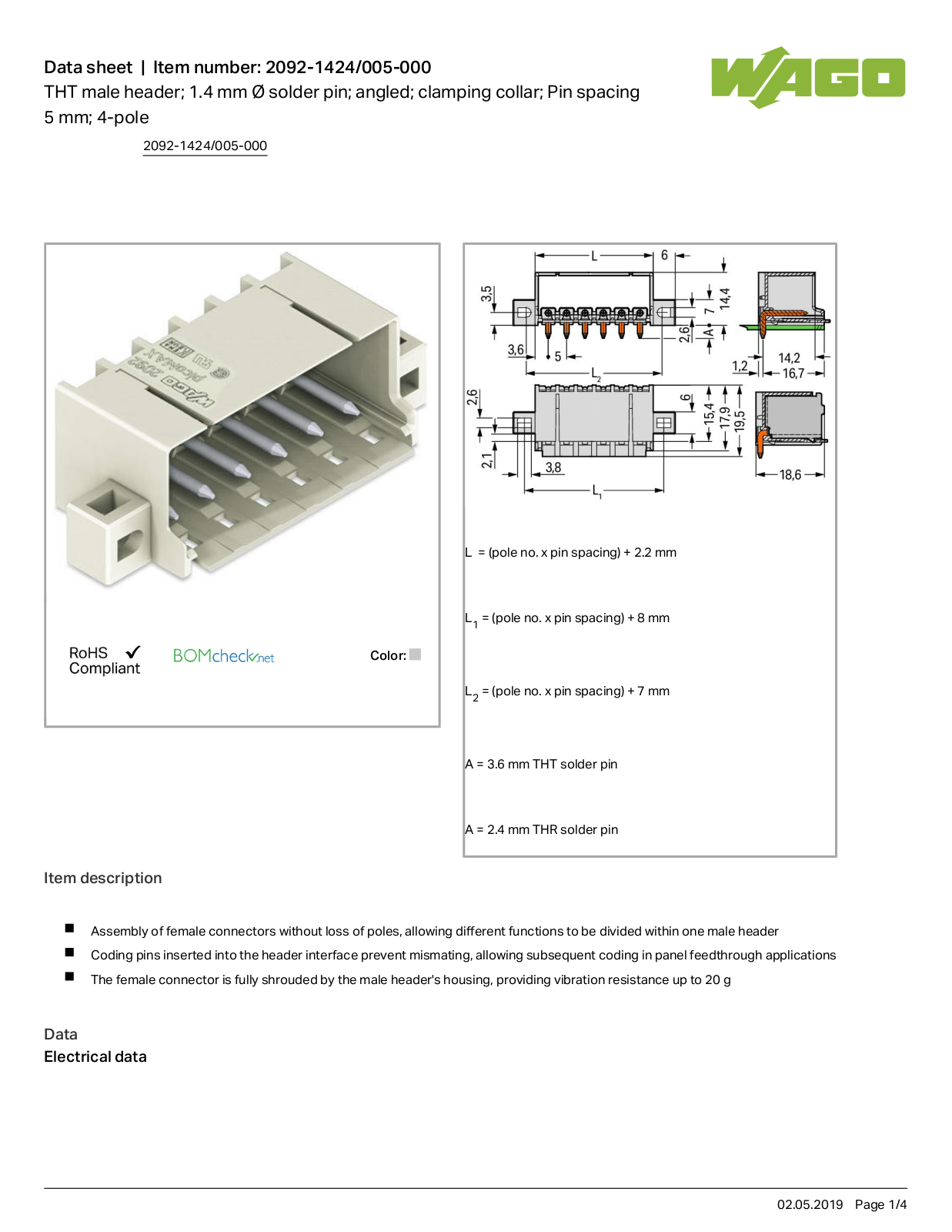 Wago 2092-1424/005-000 Data Sheet