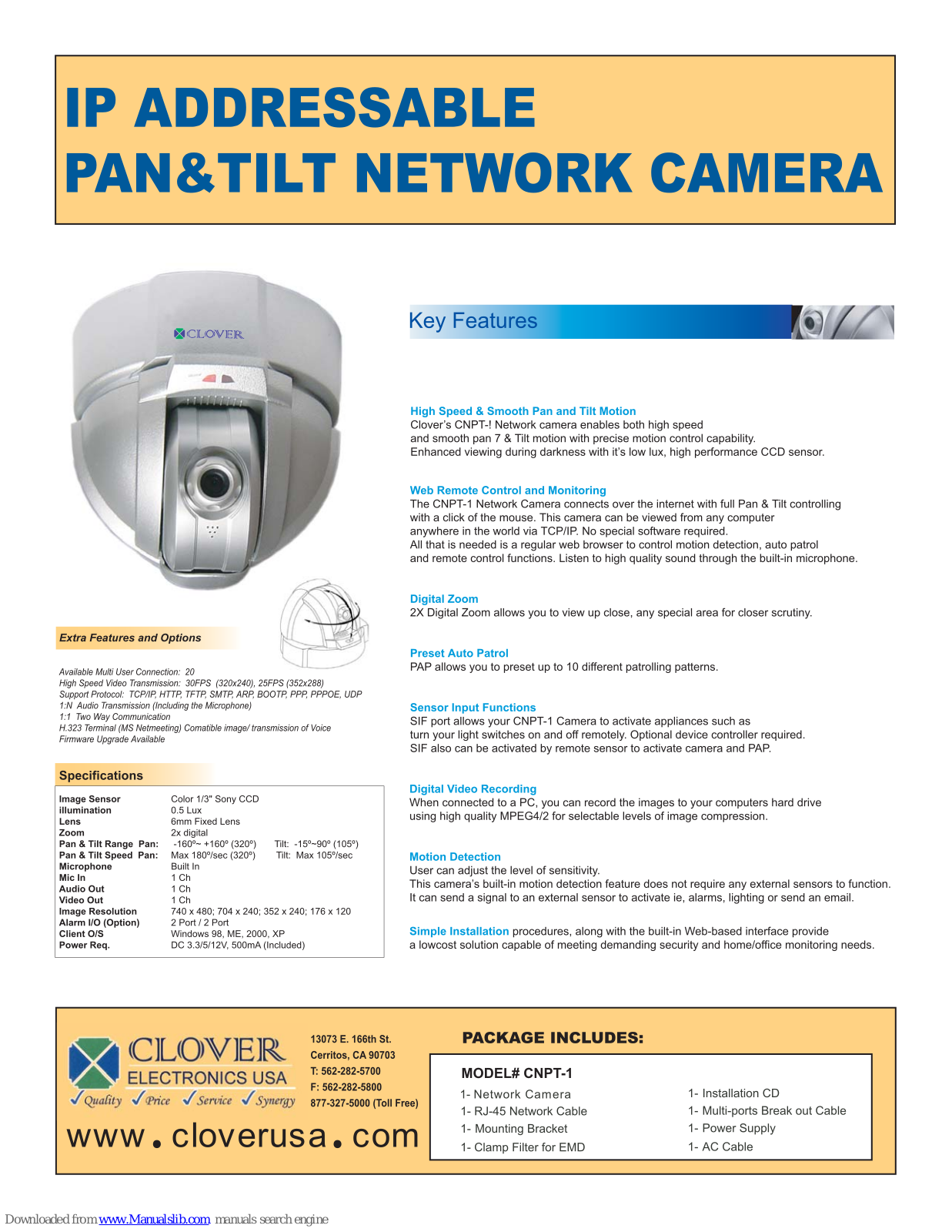 Clover CNPT-1 Specifications