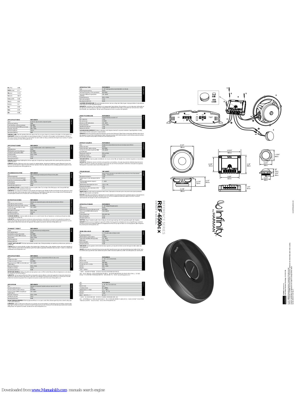 Harman Infinity REF-6500cx Owner's Manual