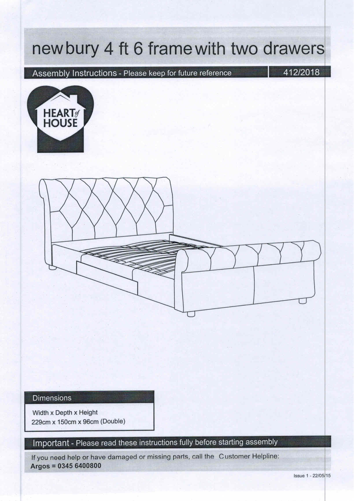 Argos 4122018 ASSEMBLY INSTRUCTIONS