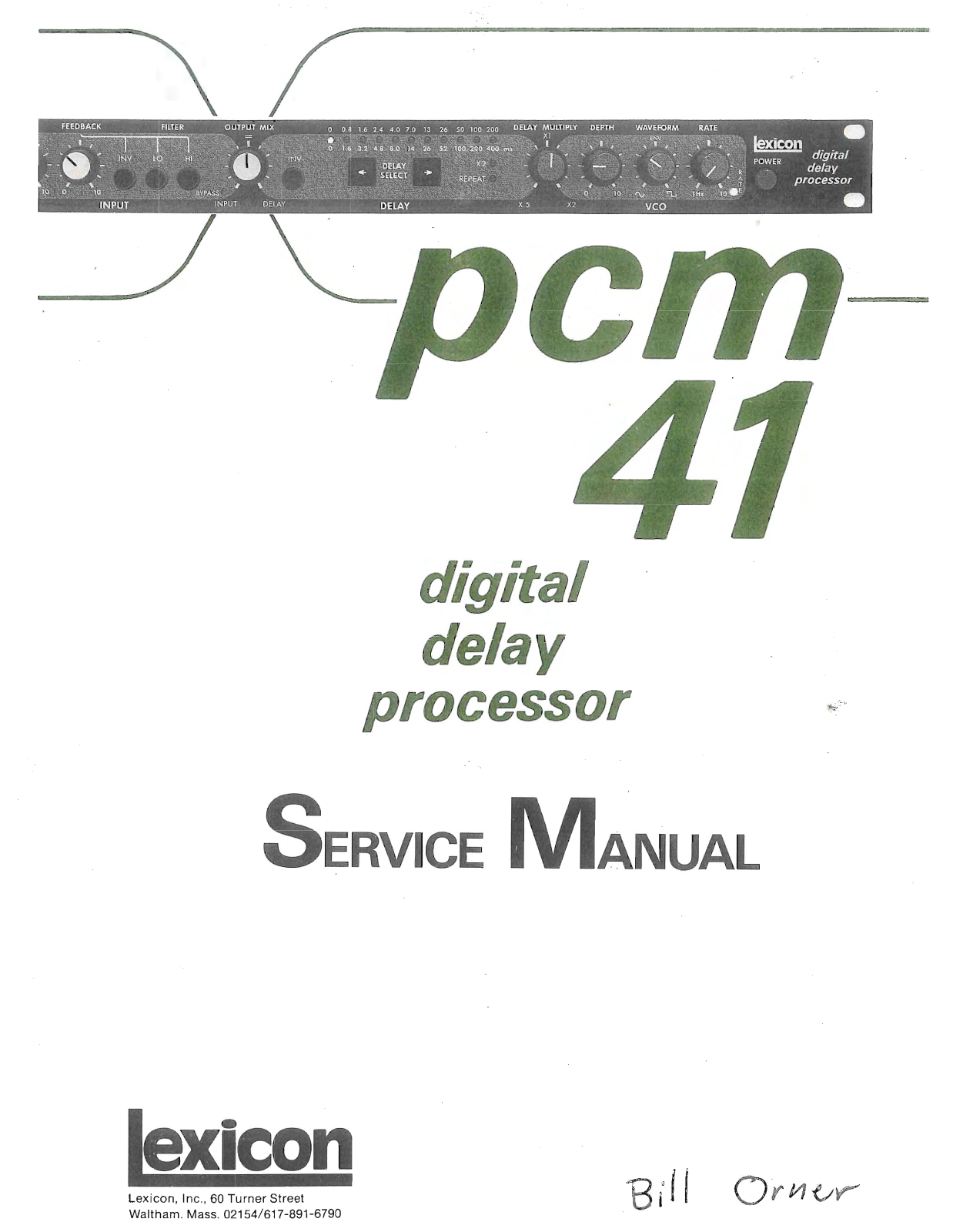 Lexicon PCM41 Service Manual