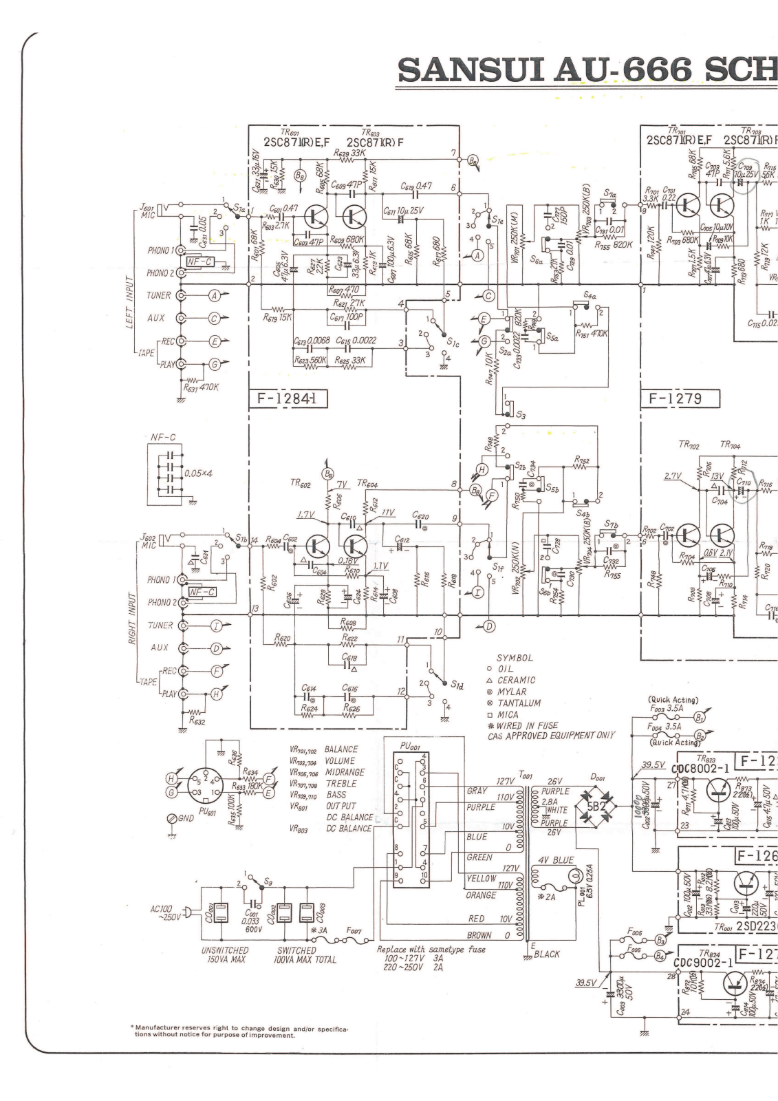 Sansui AU-666 Schematic