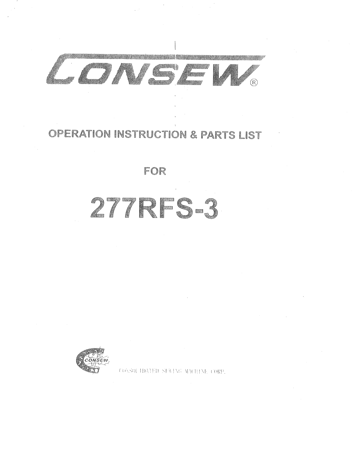 CONSEW 277RFS-3 Operating Instruction