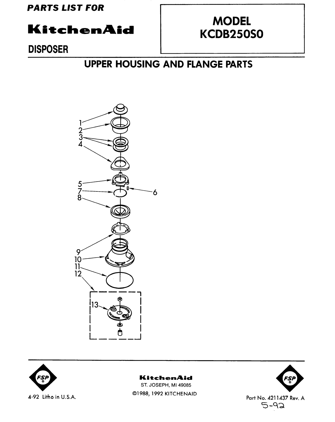 KitchenAid KCDB250S0 User Manual