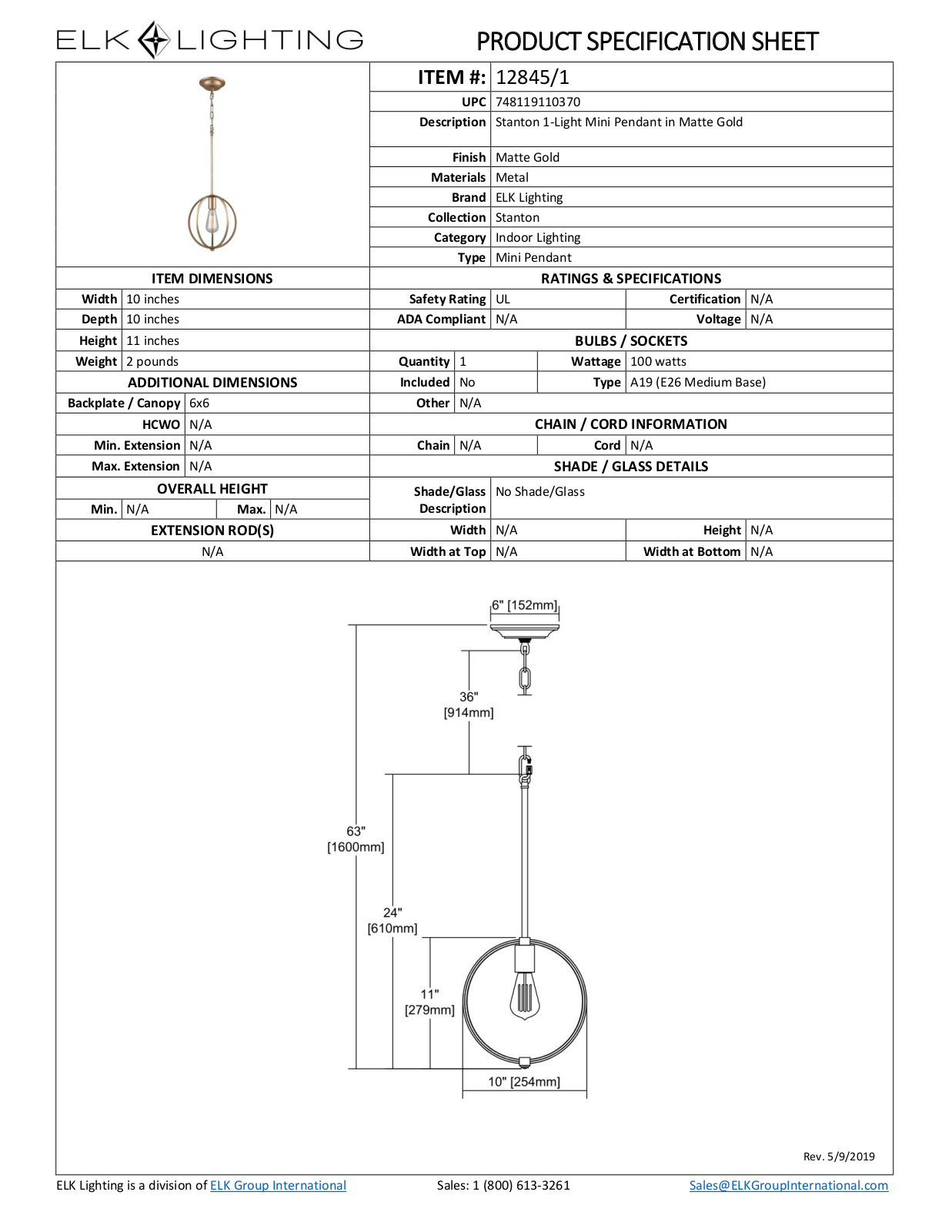 ELK Lighting 128451 Specifications - ManualMachine.com