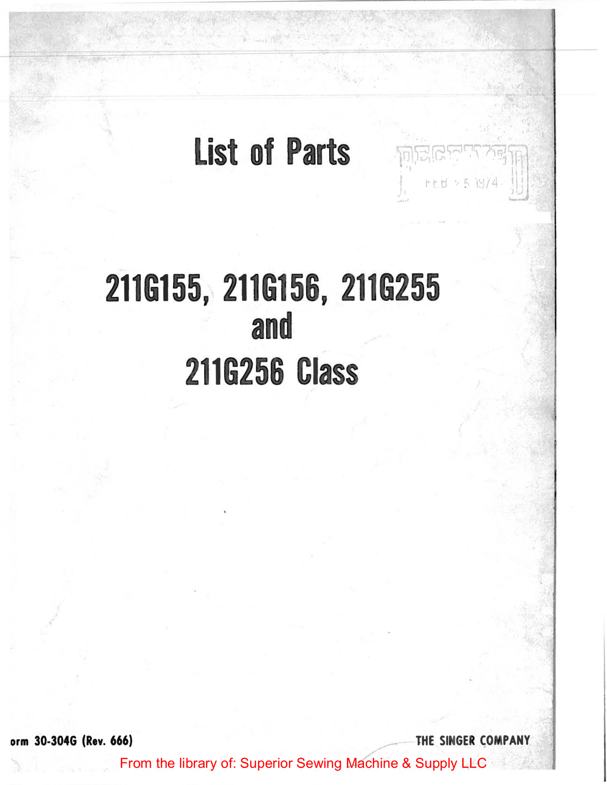 Singer 211G156, 211G255, 211G256 User Manual - ManualMachine.com