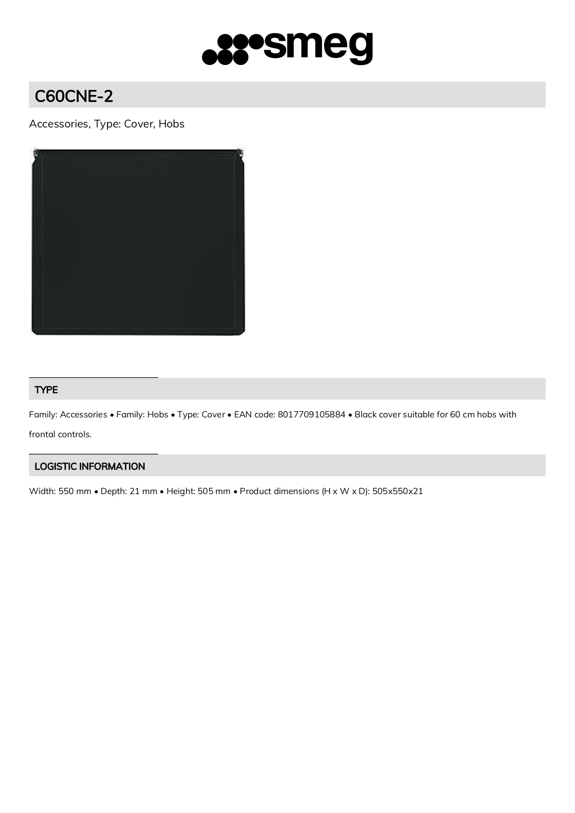 Smeg C60CNE-2 Technical sheet