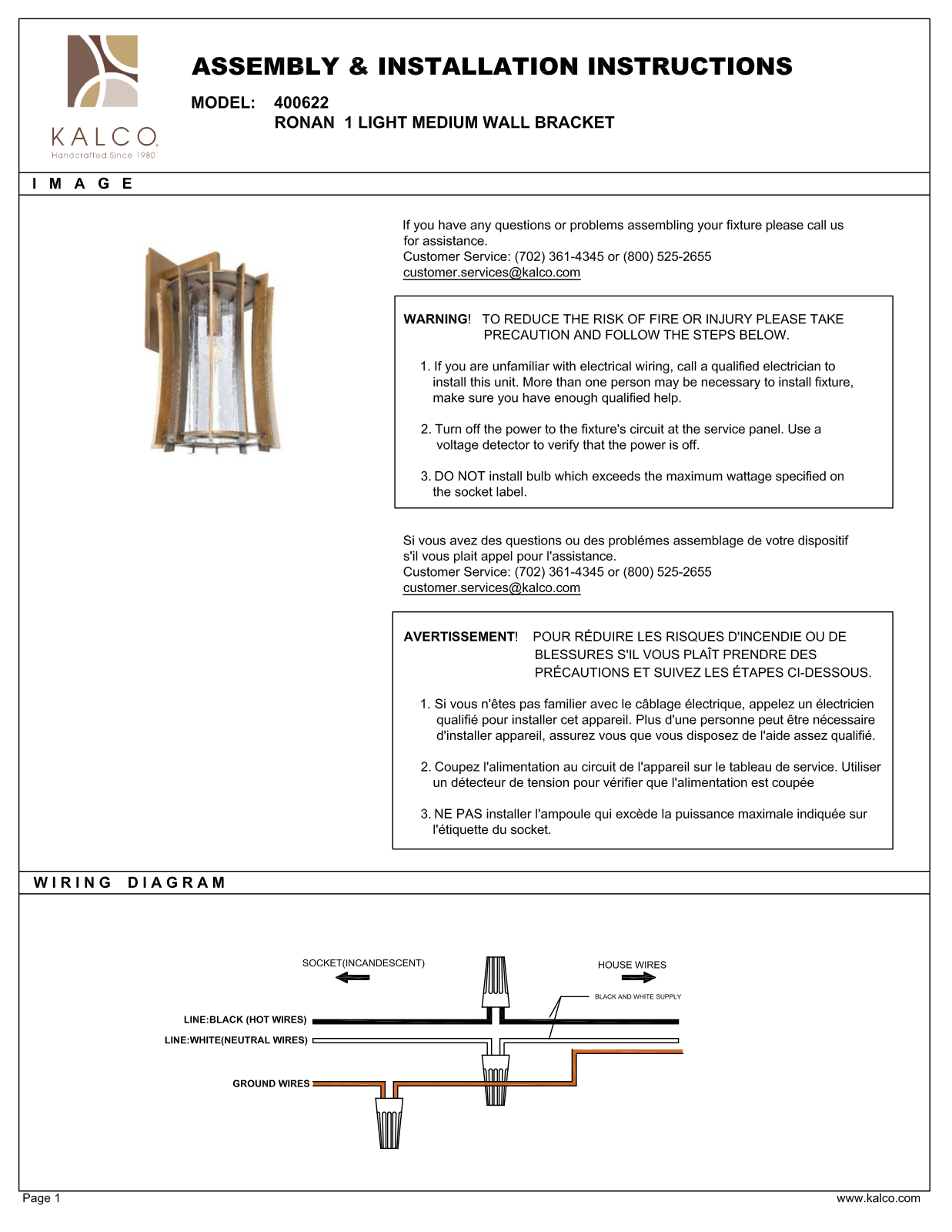 Kalco 400622BD Assembly Guide