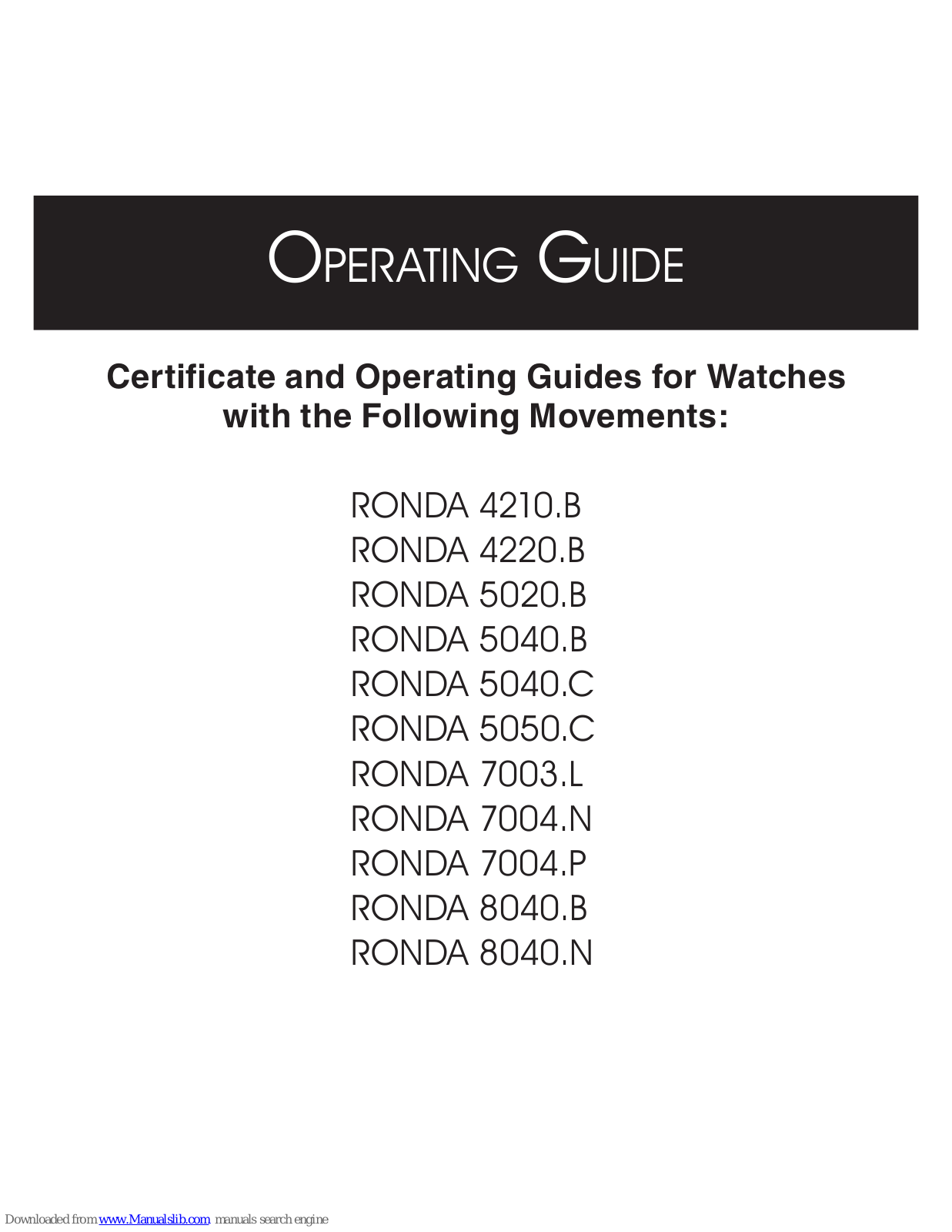 Bruno RONDA 4220.B, RONDA 5050.C, RONDA 5040.C, RONDA 5020.B, RONDA 7003.L Operating Manual