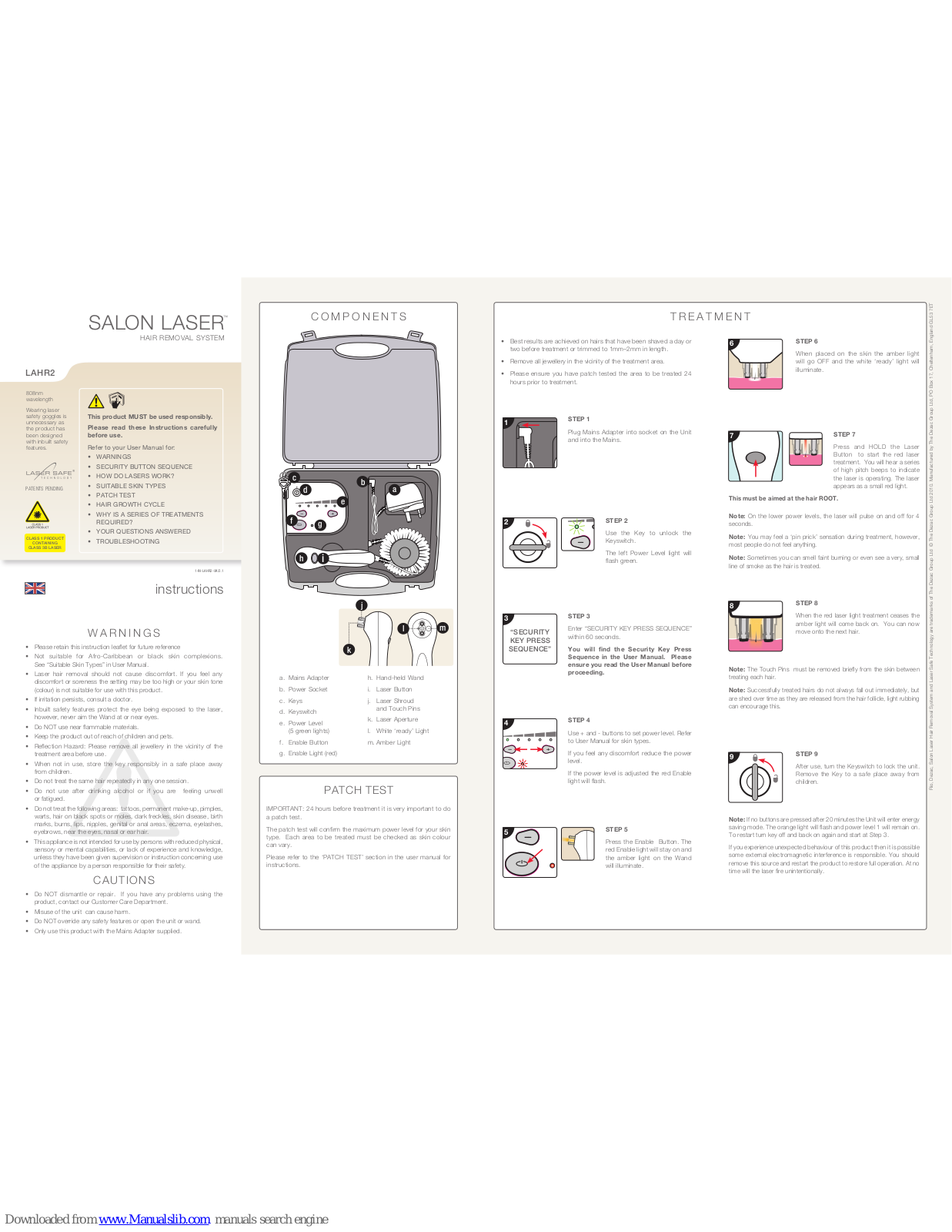 Rio Salon Laser LAHR2 Instructions Manual