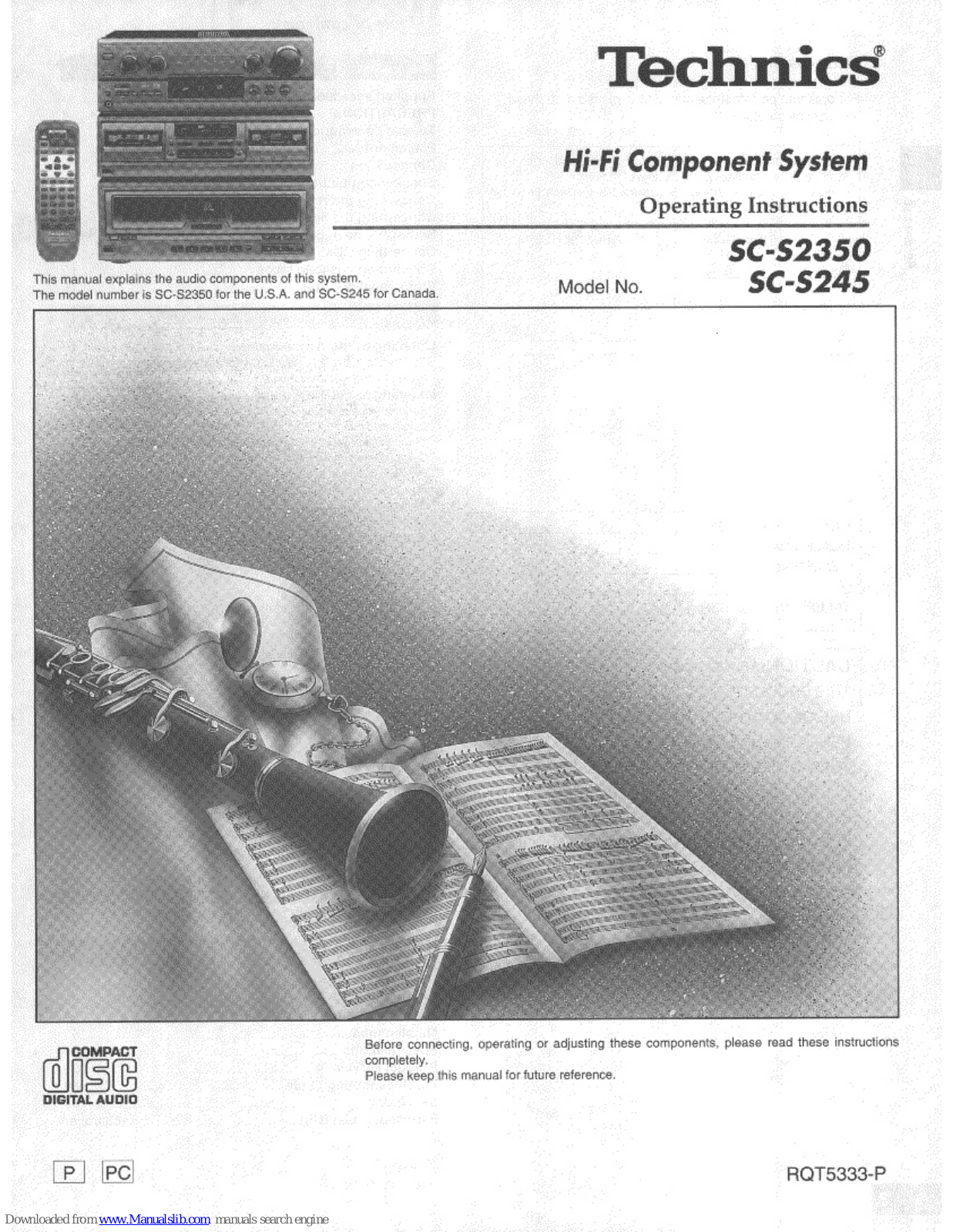 Technics SC-S2350, SC-S245 Operating Instructions Manual