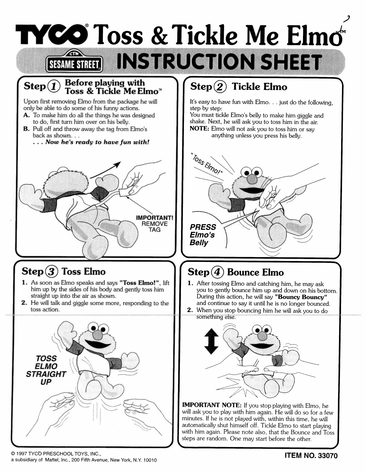 Fisher-Price 33070 Instruction Sheet