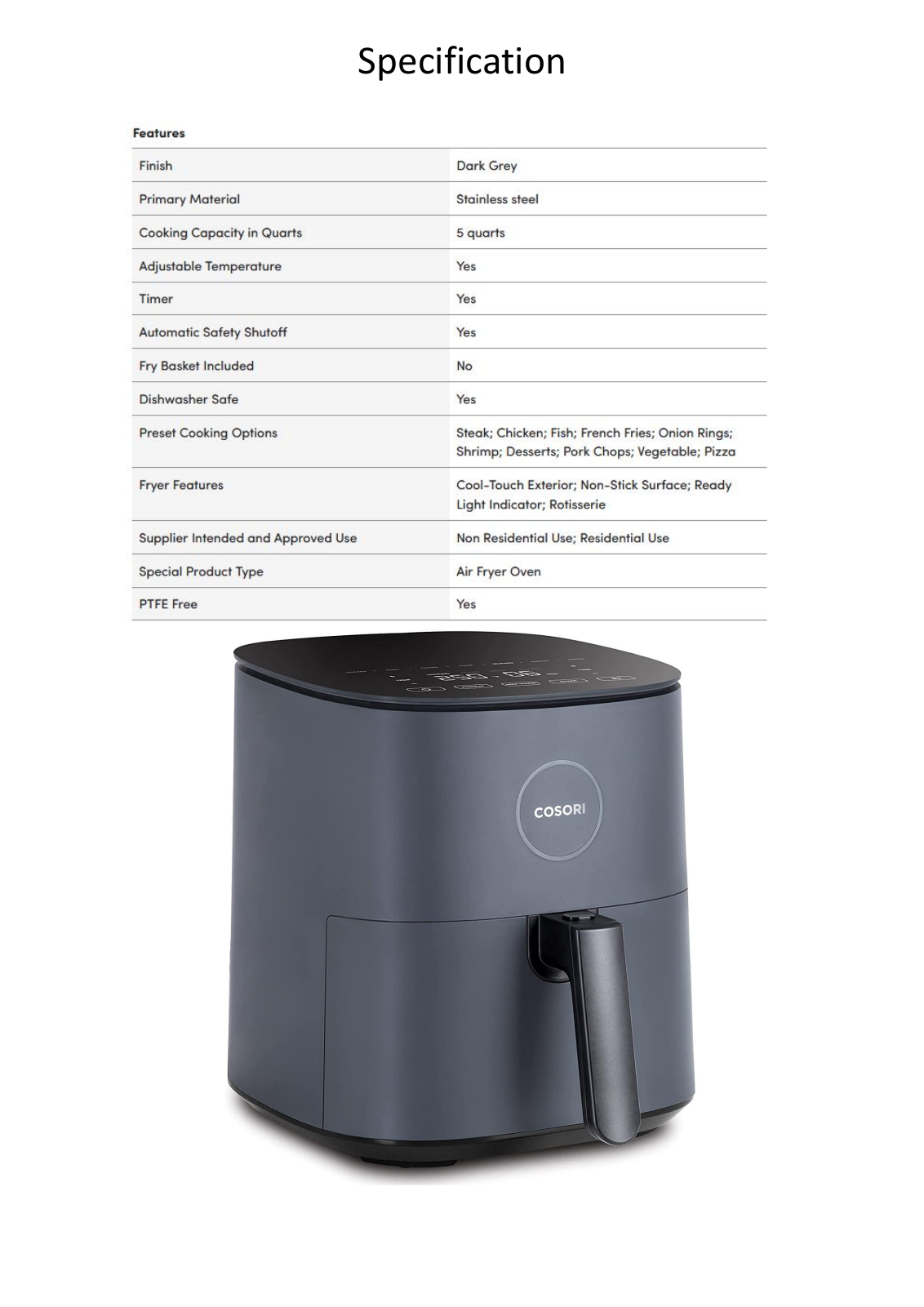 Tacoday TCOD1258 Specifications - ManualMachine.com