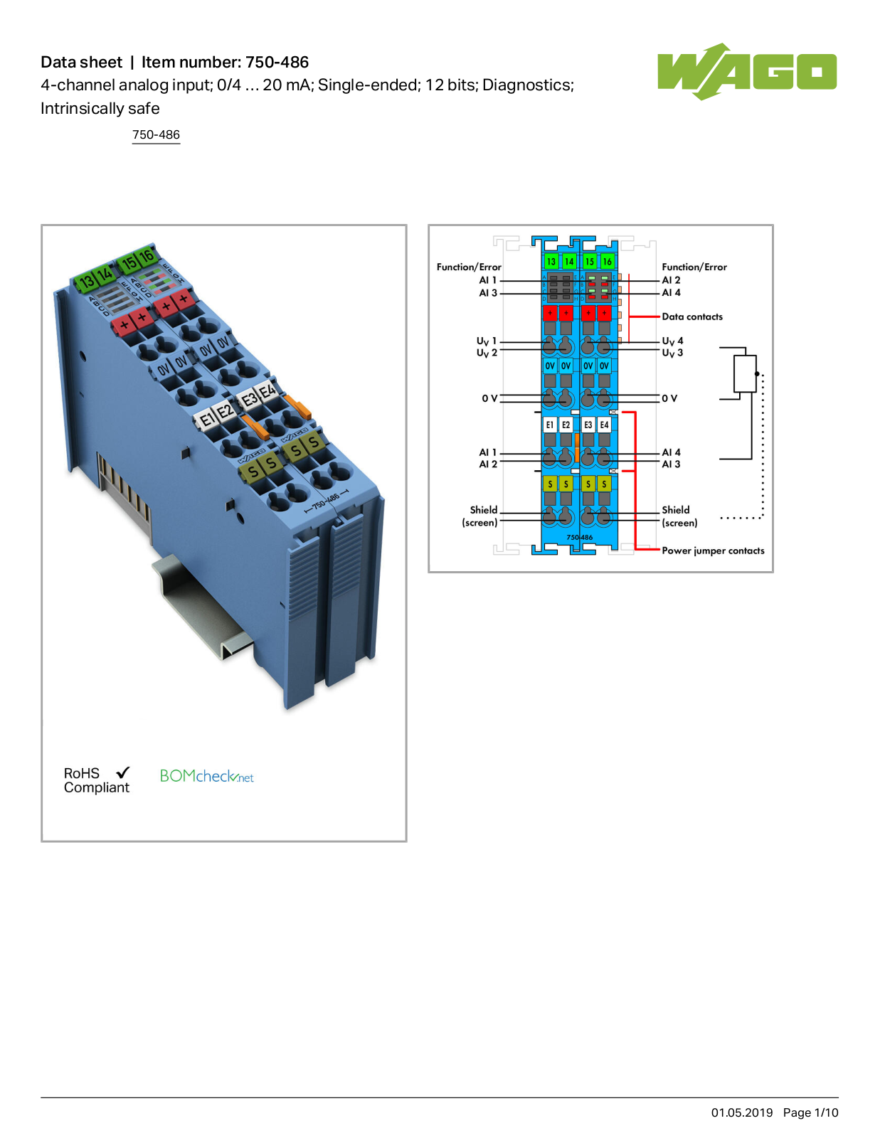 Wago 750-486 Data Sheet