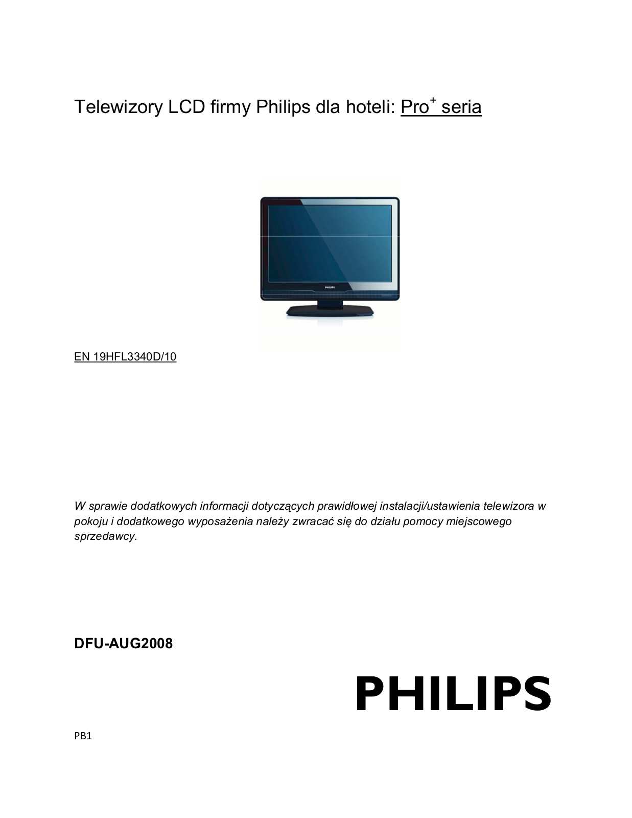 Philips 19HFL3340D User Manual