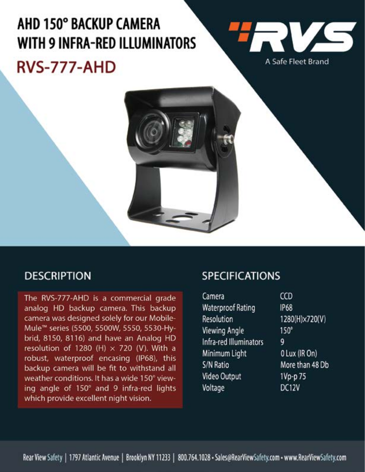 RVS Systems RVS-777-AHD Specsheet