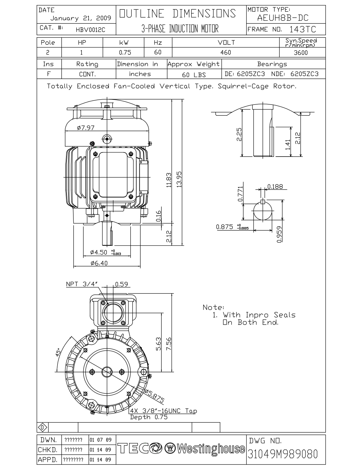 Teco HBV0012C Reference Drawing