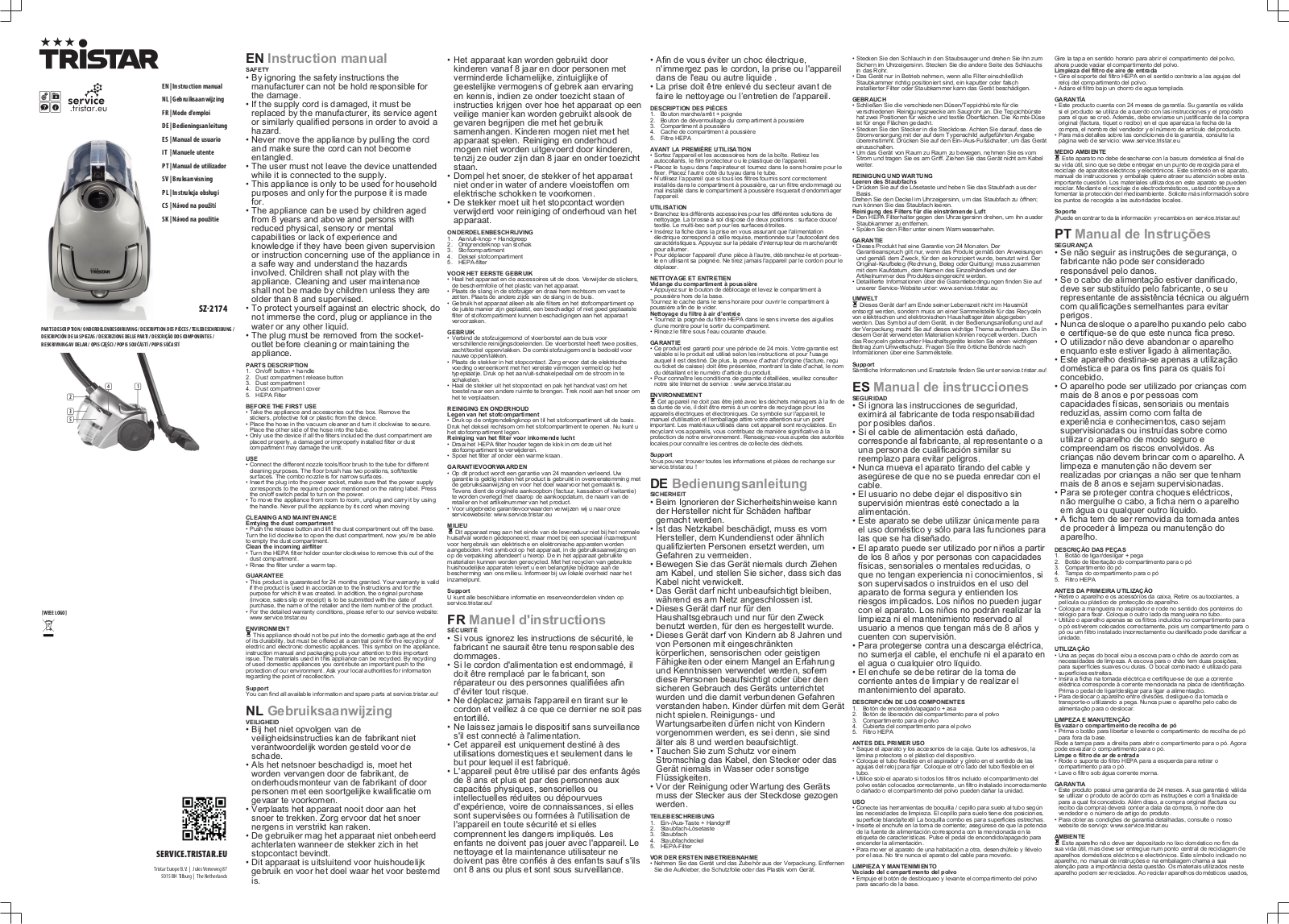 Tristar SZ-2174 User Manual