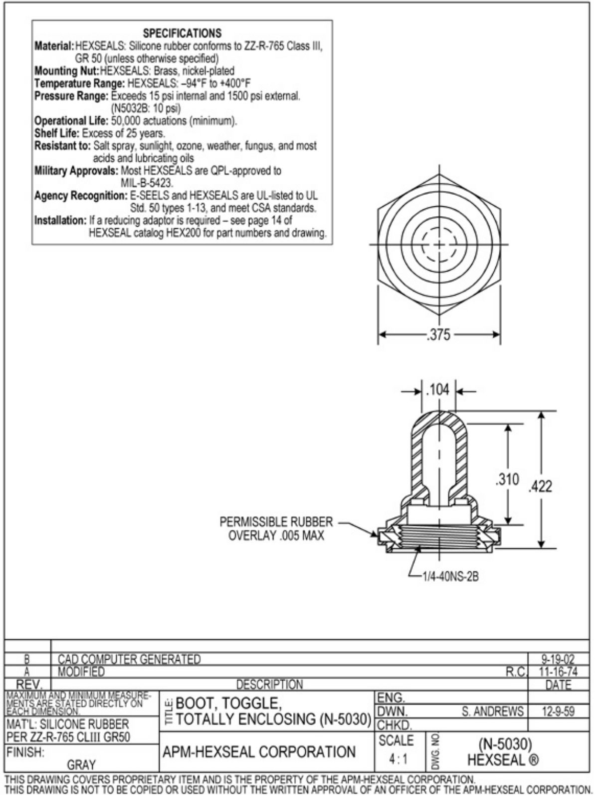 APM HEXSEAL N-5030 Schematic