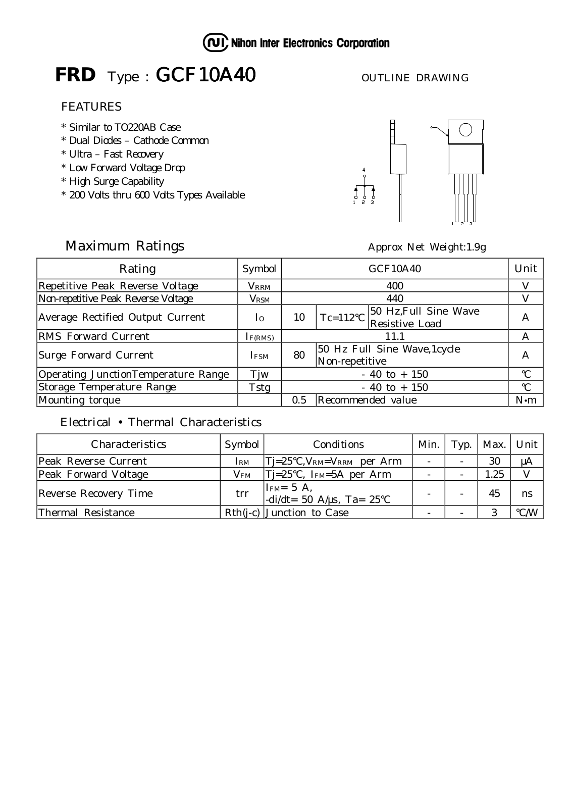 Datasheet GCF10A40 Datasheet (NIHON) - ManualMachine.com