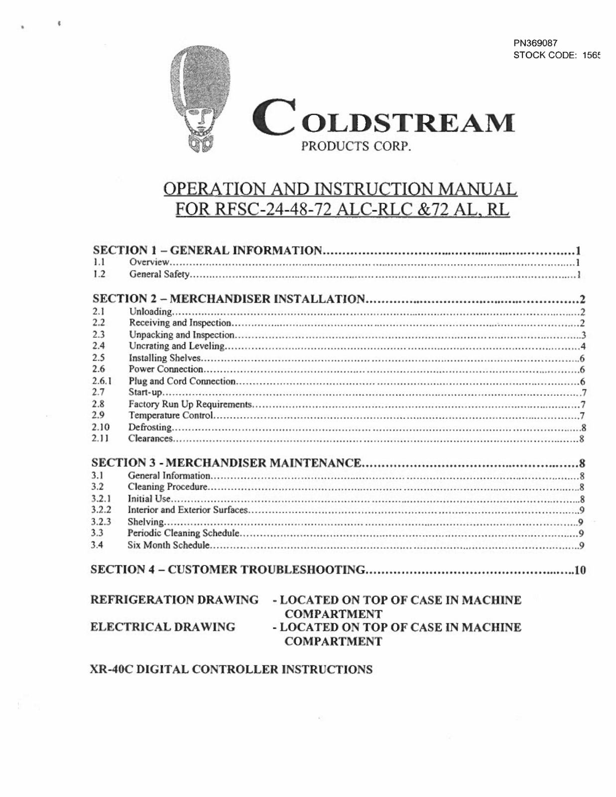 Cold Stream RFSC-24-ALC Installation  Manual