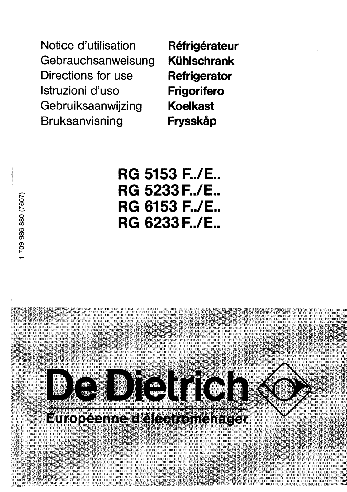 De dietrich RG6153F5, RG5233F4, RG5153F5, RG6233F1, RG5233F1 User Manual