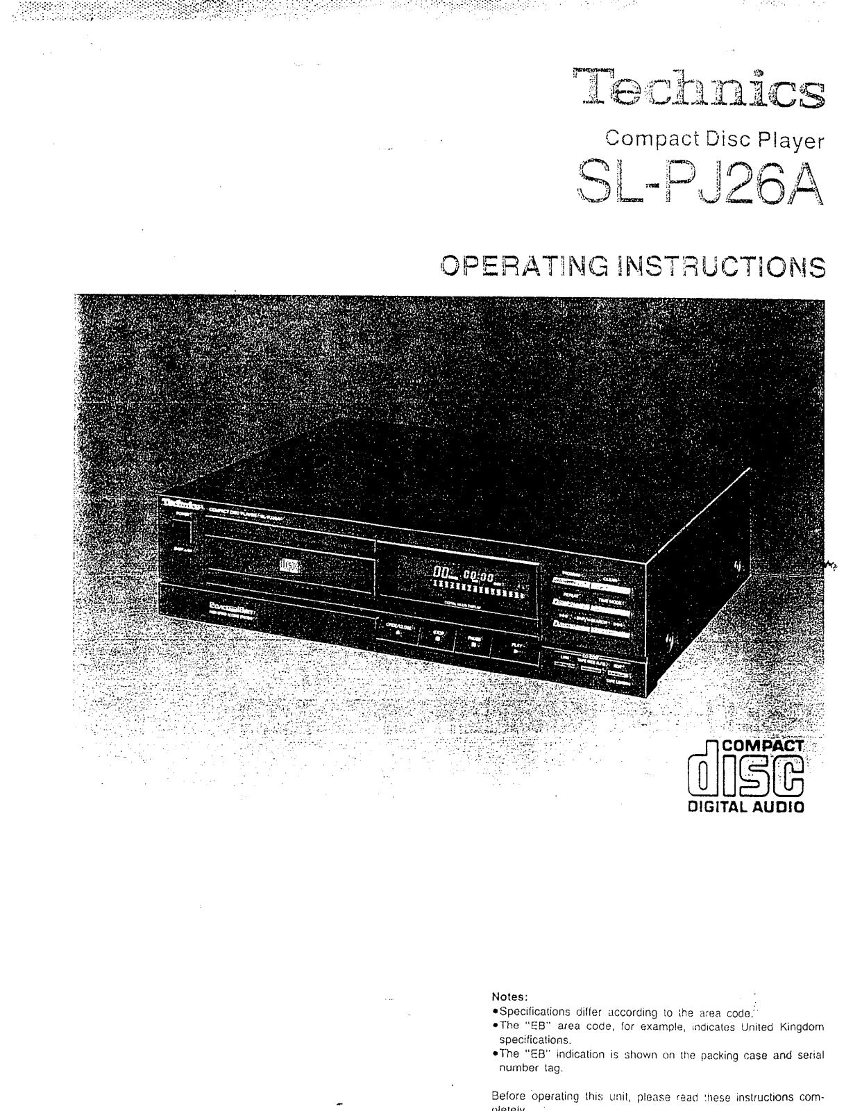 Panasonic SL-PJ26 User Manual