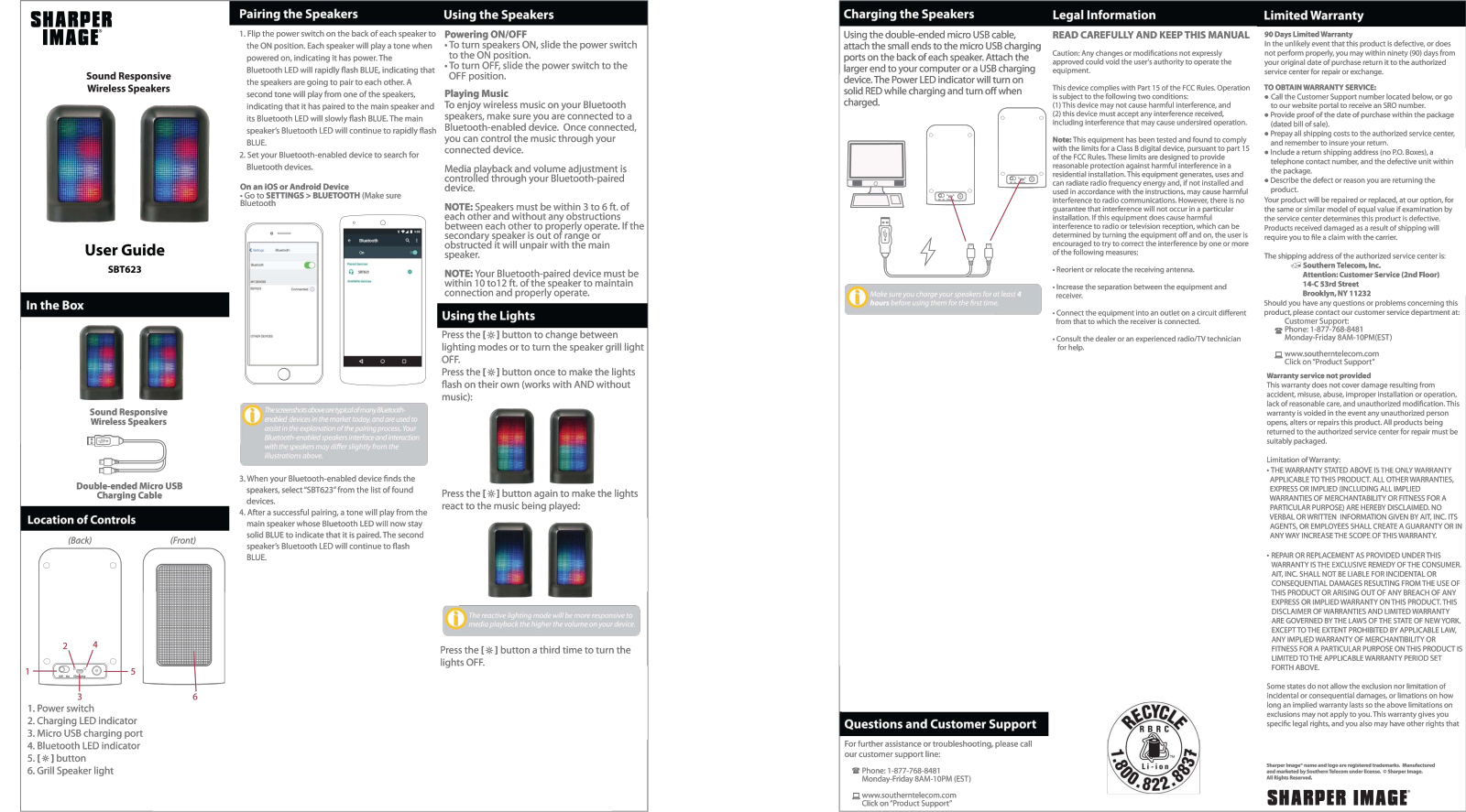 Sharper image SBT623 User Manual