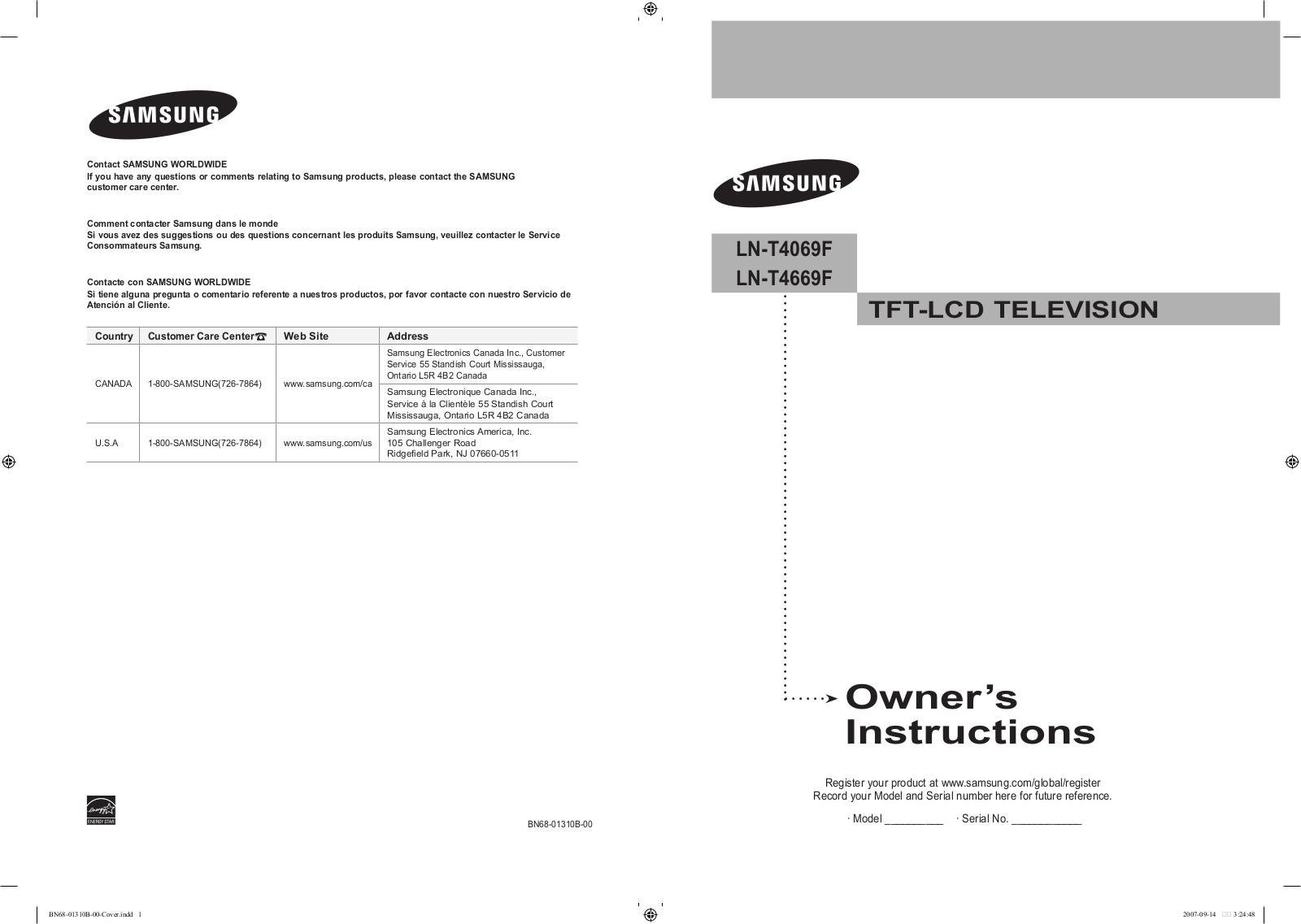 Samsung LNT4069FX-XAA User Manual